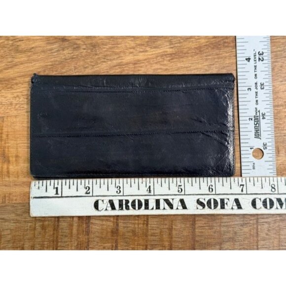 Genuine Eel Skin Eelskin Checkbook Cover Wallet Card Dark Navy Blue Purple Vtg - Picture 8 of 8
